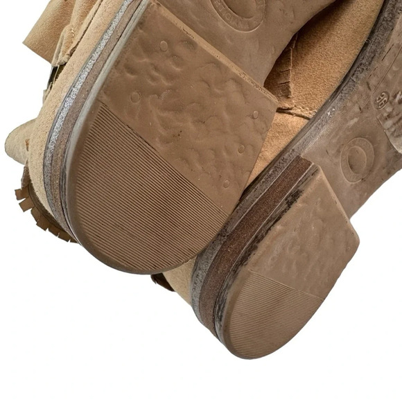 Sundance Suede Western Fringe Ankle Boot Bootie Beige Size 36 - Picture 6 of 11